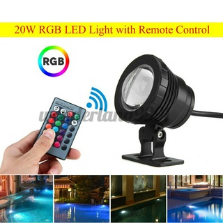 20w underwater rgb led disco spot light show waterproof pool party lamp + remote