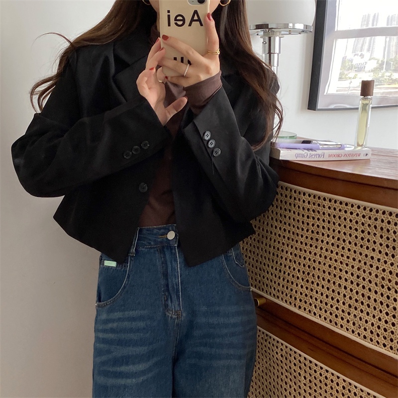 Áo khoác lửng XIAOZHAINV cổ chữ V phong cách Hàn Quốc thời trang cho nữ 4 màu tùy chọn | BigBuy360 - bigbuy360.vn