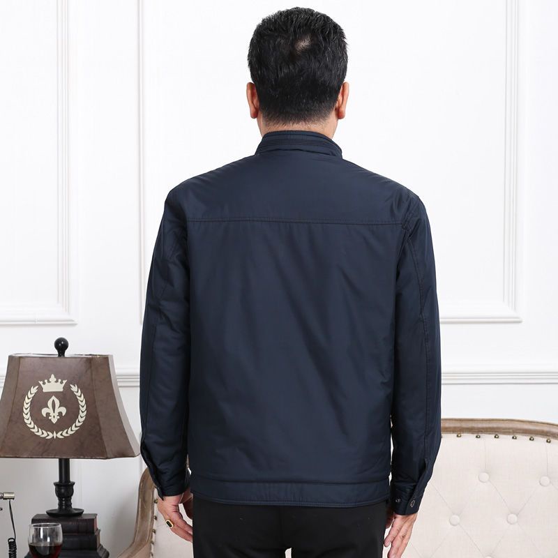 Áo Khoác Mỏng Cổ Đứng Dáng Rộng Thoáng Khí Thời Trang Xuân Thu Cho Nam Trung Niên
