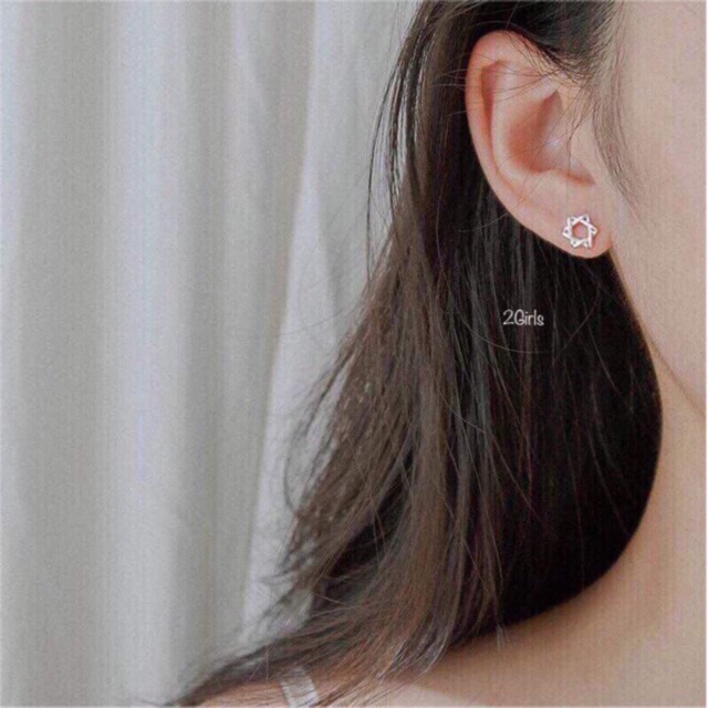 Bông tai bạc 30% hình tim, trăng sao, mèo nhỏ kiểu hàn quốc cực xinh