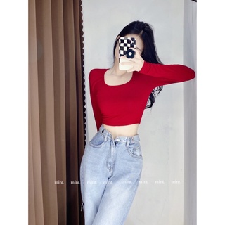 [ HÌNH THẬT] ÁO THUN LỤA CỔ VUÔNG TAY DÀI