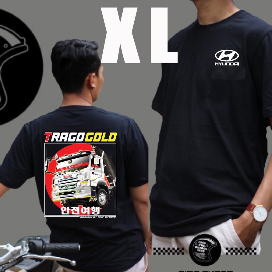 Áo thun xe tải Hyundai Trago Gold, cotton mát 4 chiều, sắc nét chống nhiễm màu | Hà Nội Phố Xe Tải