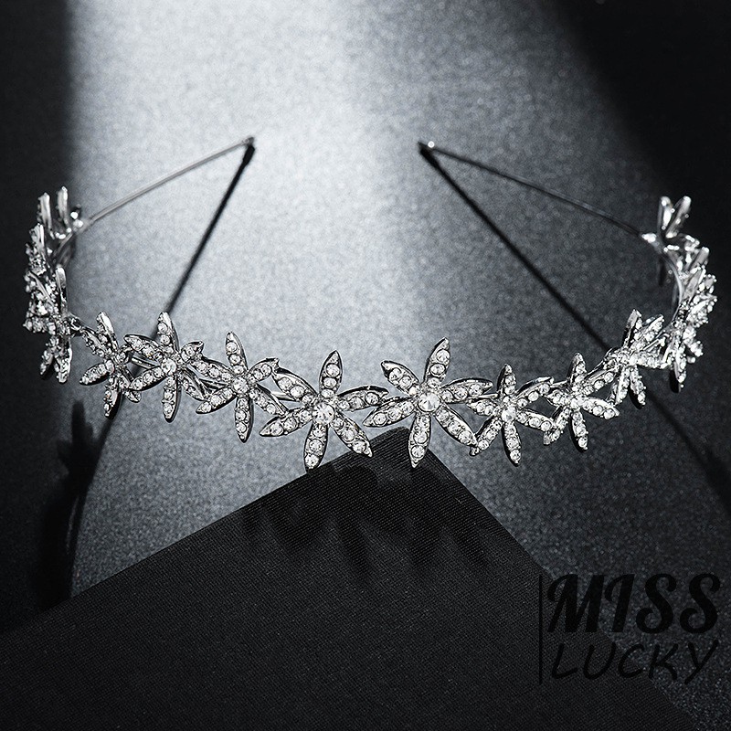 Vương miện trang trí đá lấp lánh tạo kiểu tóc cô dâu sang trọng