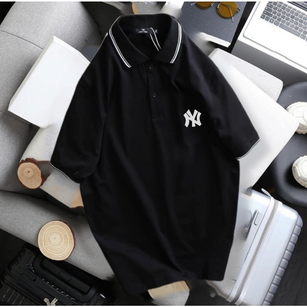 Áo thun polo nam bigsize thêu hình NY 80 -125kg
