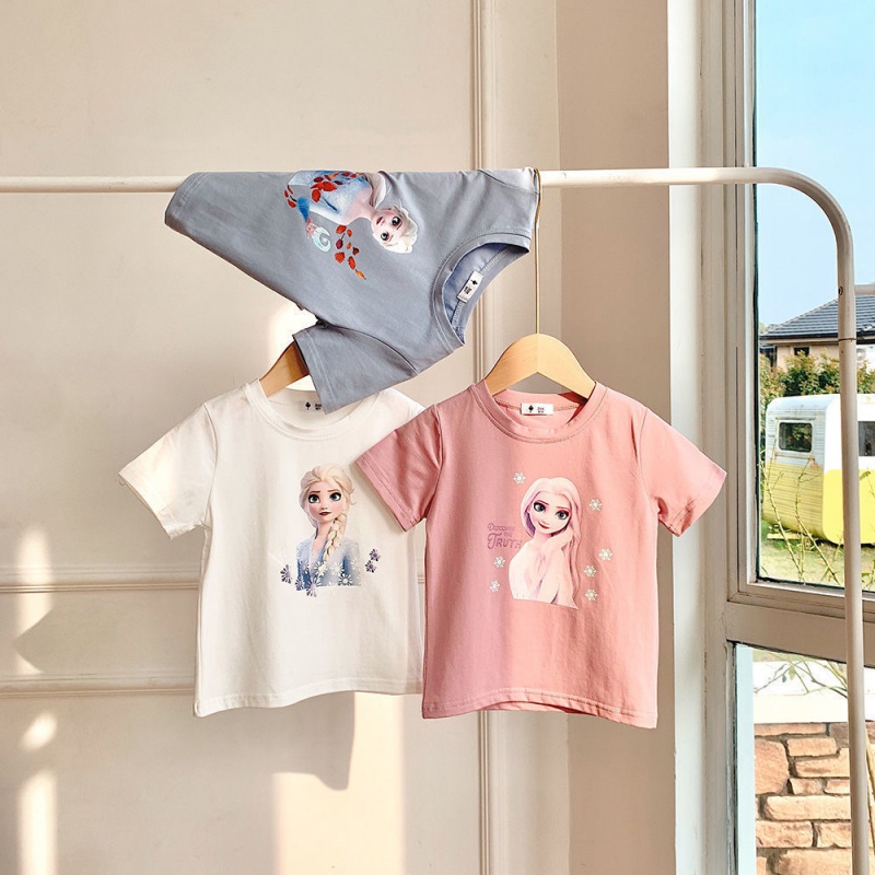 Áo Thun 100% Cotton Tay Ngắn In Họa Tiết Dễ Thương Phong Cách Phương Tây Thời Trang Mùa Hè Cho Bé Gái
