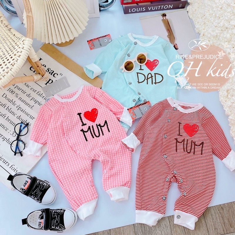 Bộ body liền thân cho bé trai bé gái chất cotton mềm, Bodysuit dài tay thu đông cho bé, quần áo trẻ em