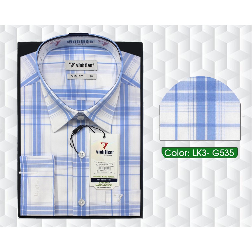 Áo Sơ Mi Tay Dài Bamboo Dáng SlimFit Vĩnh Tiến G553