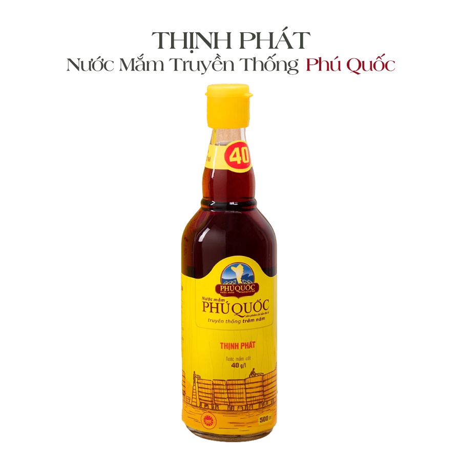 Combo 3 chai nước mắm truyền thống Phú Quốc Thịnh Phá gồm Hồng Ngọc 500ml 40 độ, Phú Quý 50ml 43 độ, Ngọc Bích 200ml 40đ