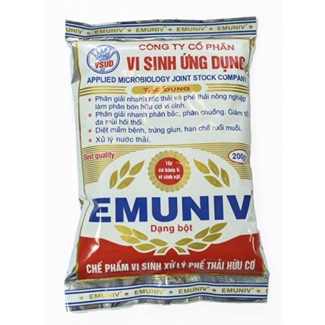 Chế phẩm vi sinh ủ phân, ủ rác hữu cơ Emuniv