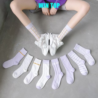 Tất Vớ Nữ Cổ Cao Màu Tím Thủy Chung Phong Cách T53