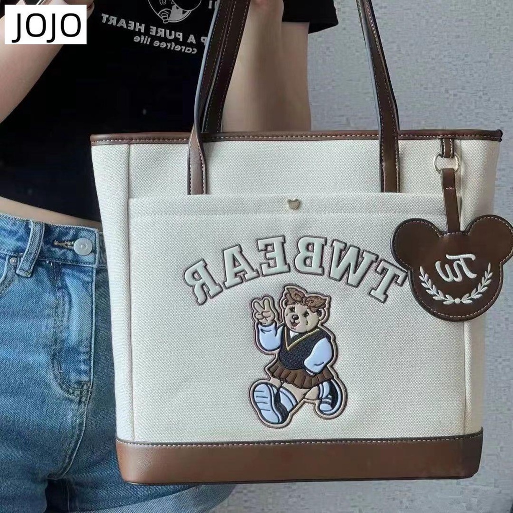 Túi Tote Đeo Vai Cỡ Lớn Họa Tiết Gấu Dễ Thương Cho Nữ