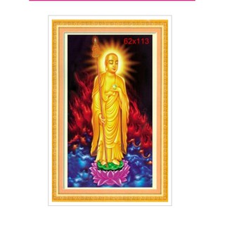 Tranh Thêu Chữ Thập (THÊU TOÀN BỘ) Mục Kiền Liên Bồ Tát PC102A (KHÁCH TỰ THÊU) KT:45X68CM