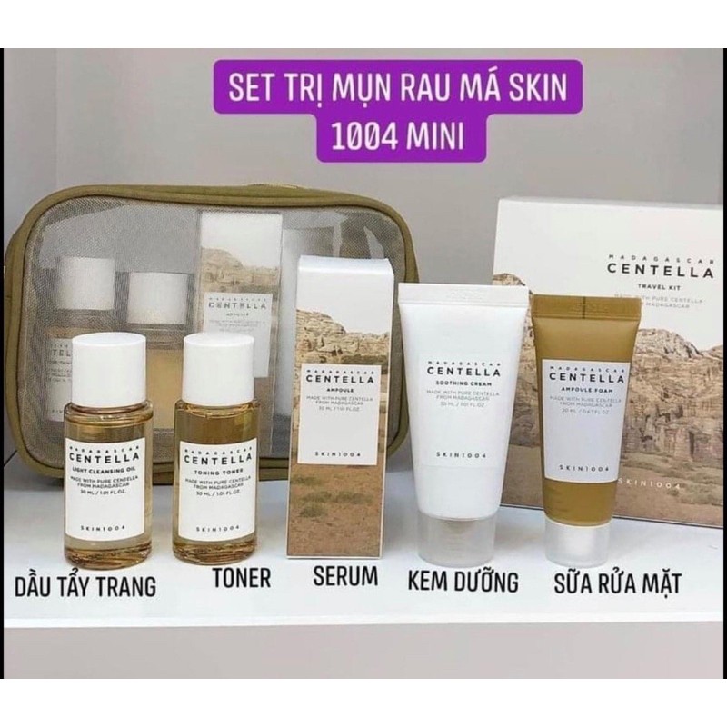 Bộ dưỡng da rau má SKIN1004 Madagascar Centella Travel Kit 5items