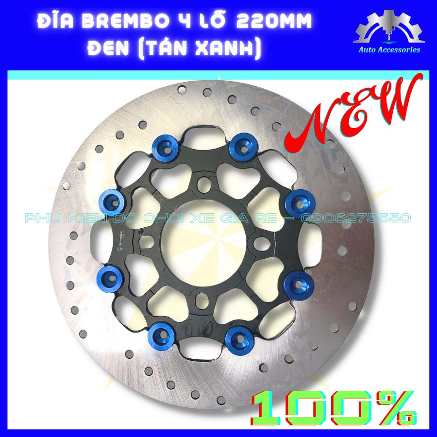 NEW 100% - ĐĨA THẮNG TRƯỚC BRCMBE 4 lỗ size 220mm, Có Đủ Pát CNC gắn Thông Dụng cho Tất Cả các dòng xe - 6 Màu CỰC CHẤT