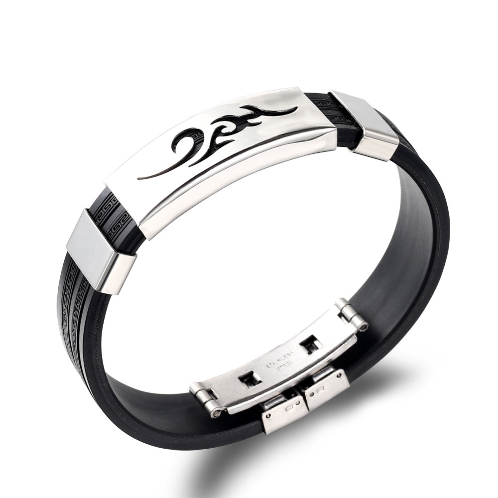 Vòng Đeo Tay Thể Thao Bằng Silicon Và Thép Titan Thời Trang Cho Nam