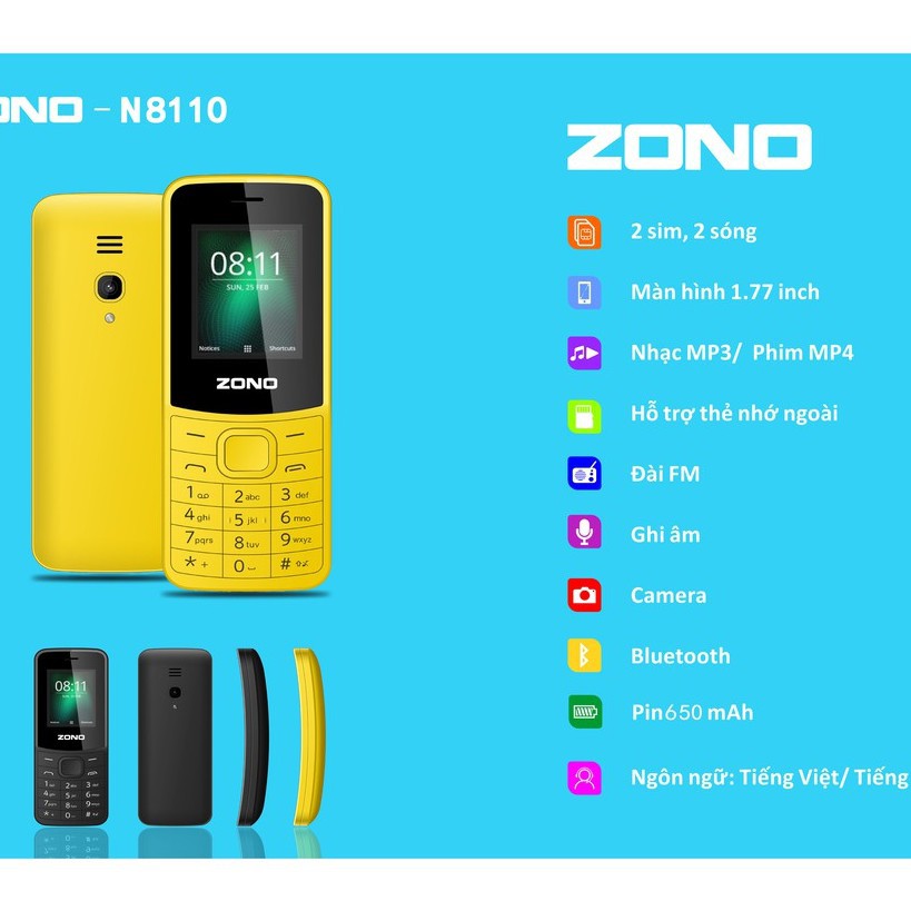 ĐIỆN THOẠI ĐI ĐỘNG ZONO N8110 (1.8 INCH) 2 SIM- BẢO HÀNH 12 THÁNG- HÀNG CHÍNH HÃNG | BigBuy360 - bigbuy360.vn