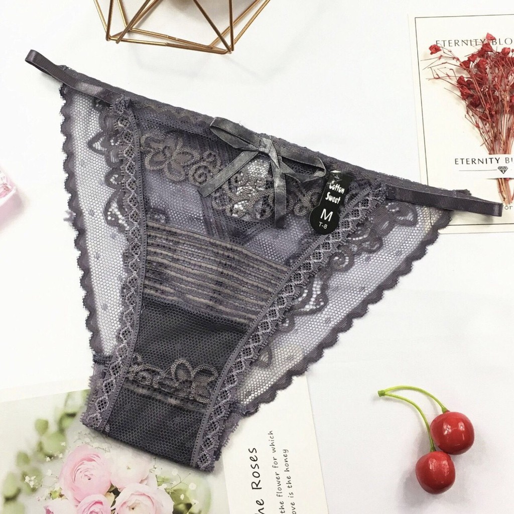 Quần lót ren nữ nửa mông đính nơ quyến rũ cao cấp YiOn Underwear QR04