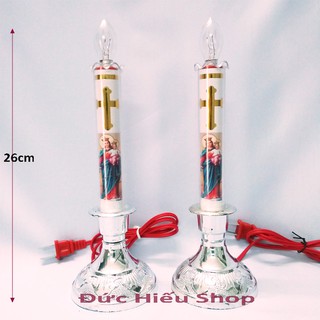 Bộ 2 đèn thờ cúng thiên chúa giáo nhiều size, đèn cầy nến công giáo để bàn thờ trang trí gia tiên - Đức Hiếu Shop