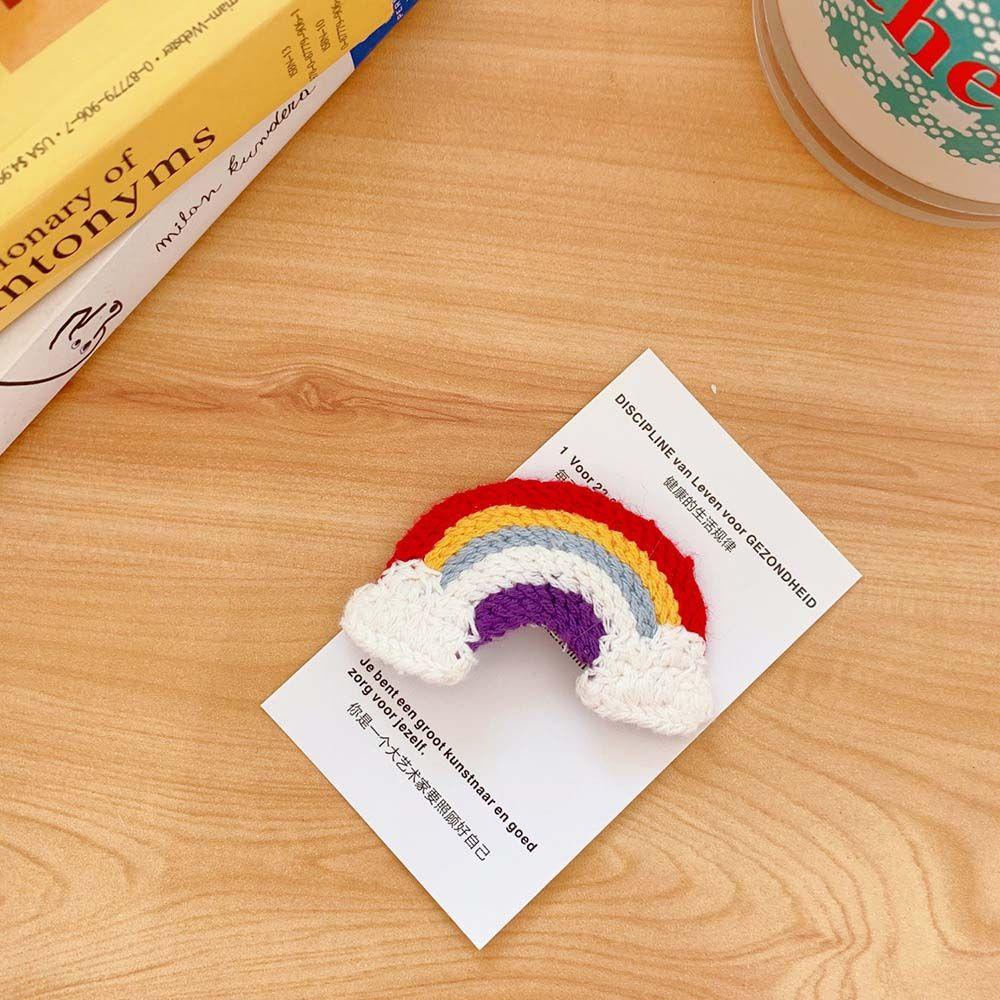 Kẹp Tóc Dệt Kim 15H Màu Cầu Vồng Họa Tiết Giáng Sinh Dễ Thương