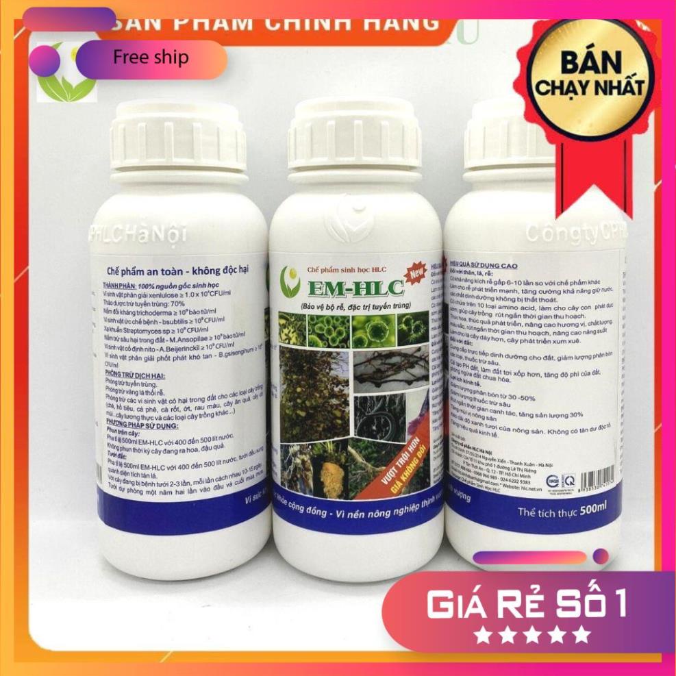 CHẾ PHẨM EM HLC ĐẶC TRỊ TUYẾN TRÙNG - THUỐC ĐẶC TRỊ VÀNG LÁ THỐI RỄ, PHÒNG TRỪ TUYẾN TRÙNG RỄ HẠI CÂY TRỒNG - CHAI 500ML
