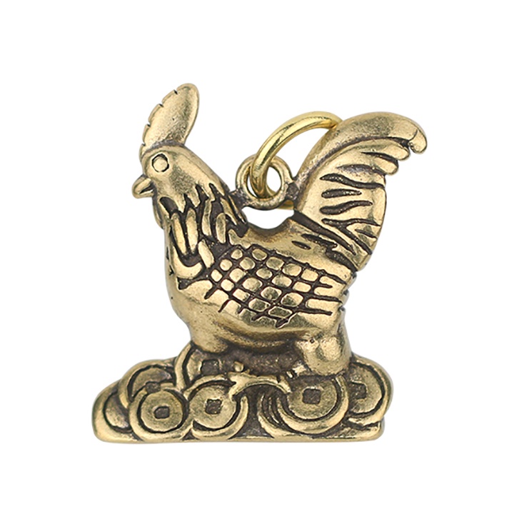 Tượng Đồng Phong Thủy, Móc Khóa Con Gà Dậu, Móc Chìa Khóa Đồng Thau Kim Kê