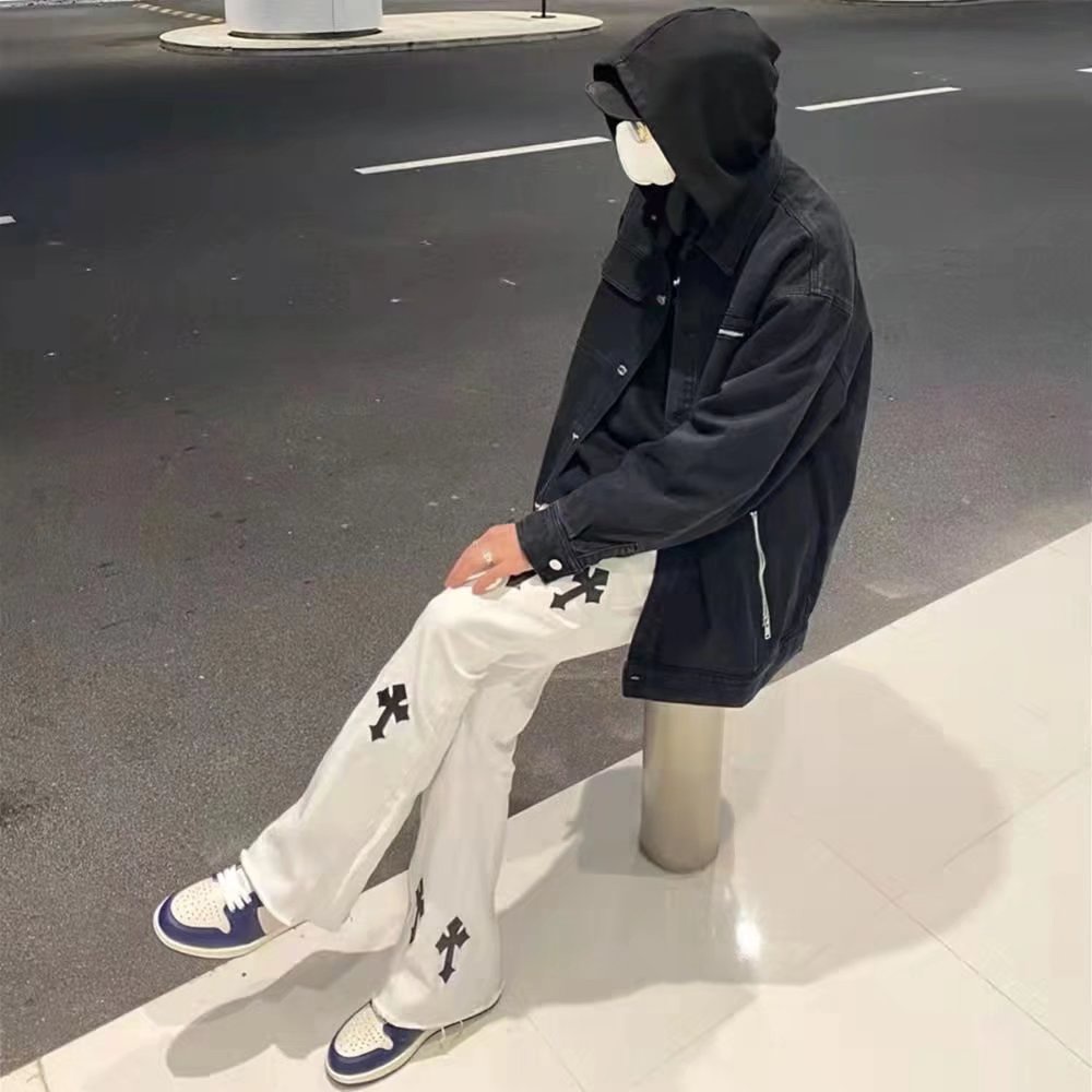 Quần jeans Dài Ống Đứng Phong Cách Âu Mỹ Thời Trang Cho Nam Thêu Chữ THập fashion bigsize unisex quần tây thường