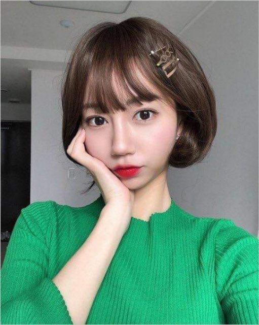 Tóc giả nữ nguyên đầu  ngắn đẹp, mẫu hàn quốc, tặng kèm lưới trùm, d3030