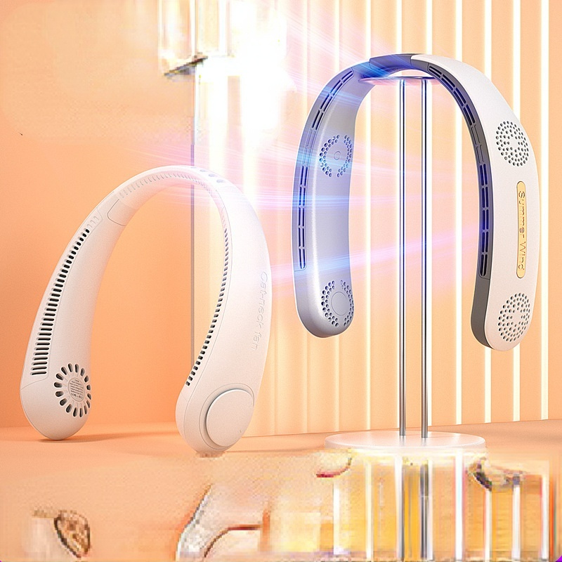 Quạt Đeo Cổ Mini Không Cánh Sạc USB 22 Năm Mới Dành Cho Học Sinh