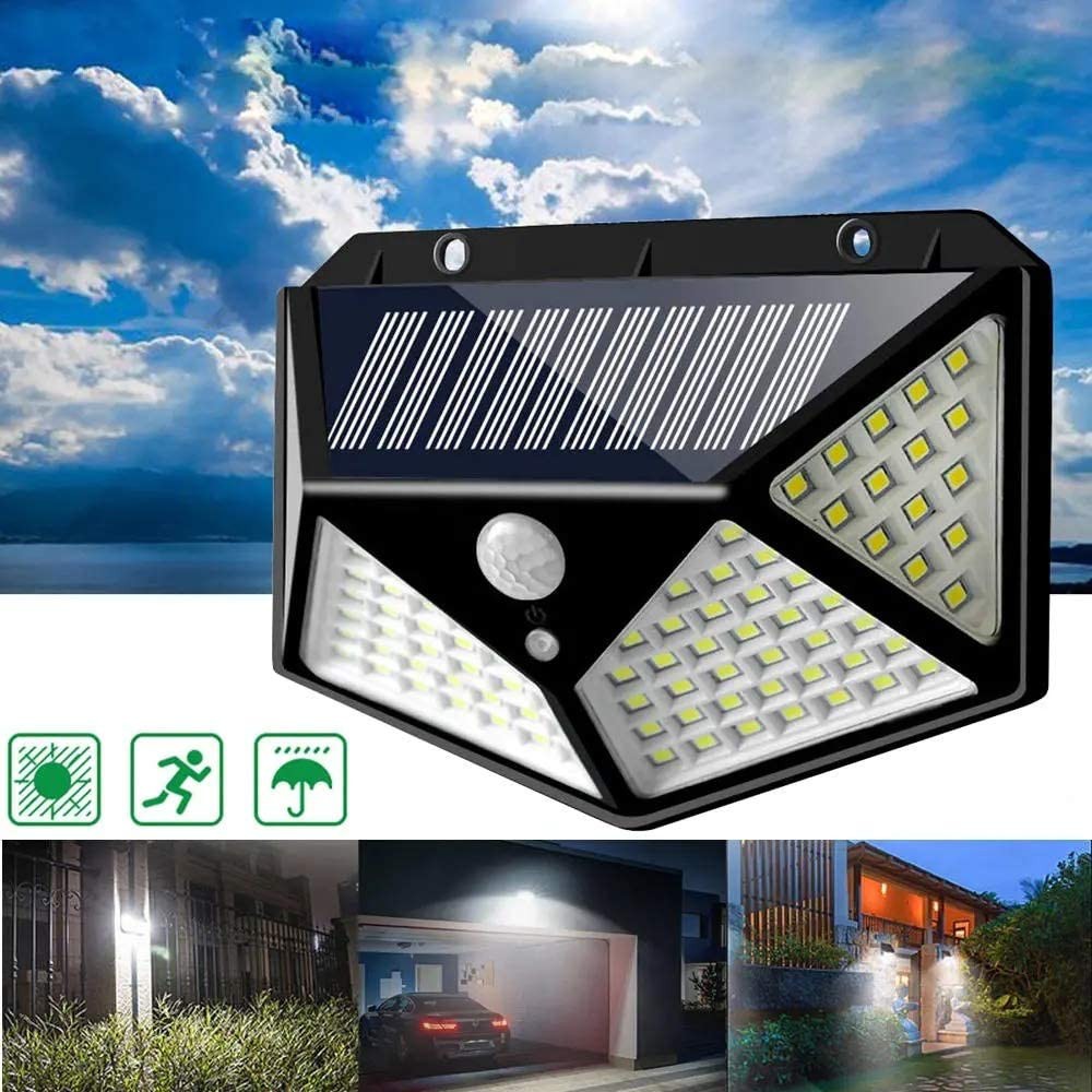 Đèn led năng lượng mặt trời 100 bóng cảm biến tự động bật sáng khi có chuyển động - bảo hành 6 tháng