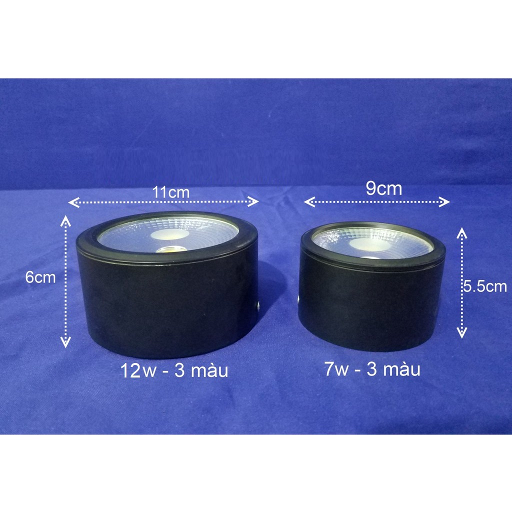 Đèn ống bơ 3 màu ốp trần nổi công suất 7W,12w vỏ đen, trắng chất lượng cao