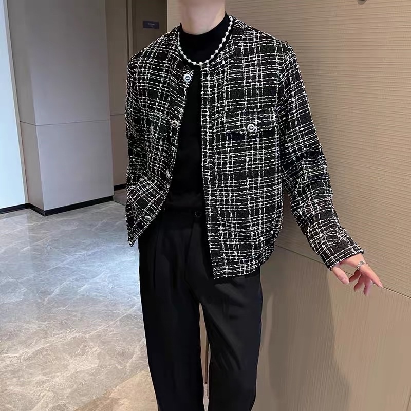 ÁO KHOÁC DẠ TWEED CỔ TRÒN CHO NAM |TAHISHOP|