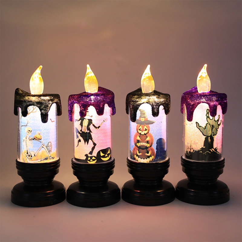 Đèn Led Giả Nến Hình Đầu Lâu Bí Ngô Trang Trí Halloween