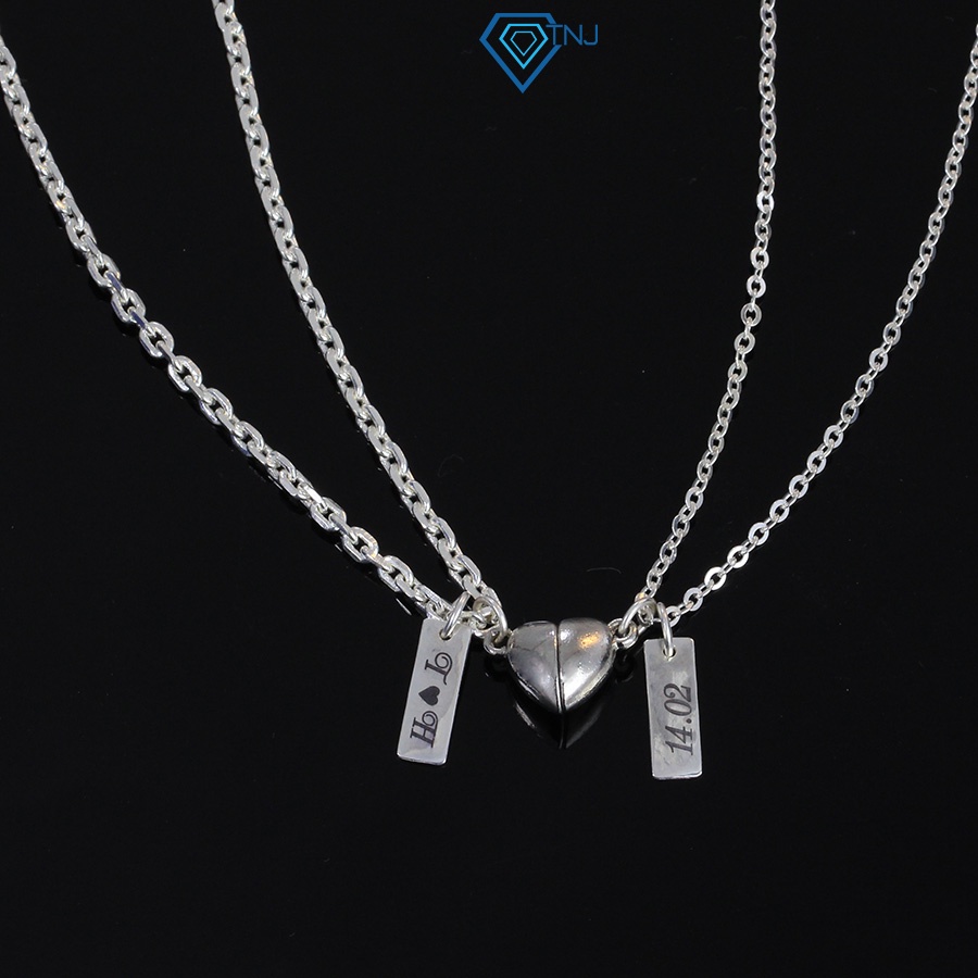 Vòng cổ đôi nam châm trái tim khắc tên DCD0038 Trang Sức TNJ
