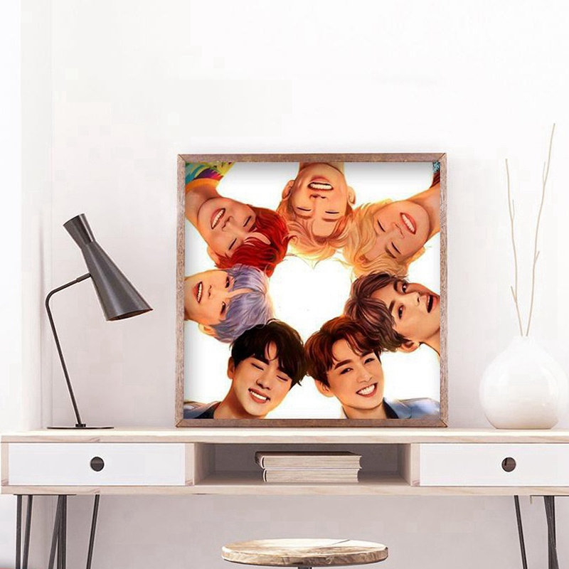 Bộ Tranh Đính Đá Tự Làm 40x40cm Hình Nhóm Nhạc Bts