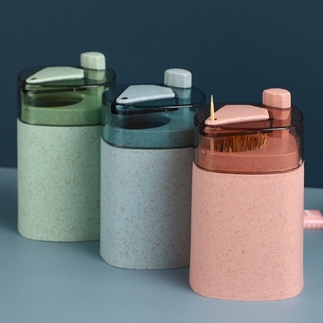 Hộp Đựng Tăm Lúa Mạch Thông Minh Có Nút Bấm Tự Động