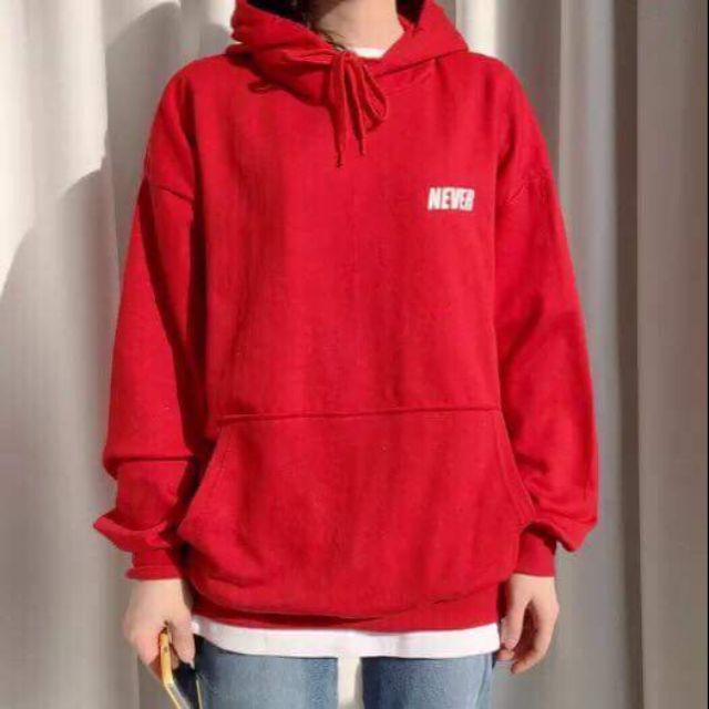 [Mã FAXANH245 giảm 10K đơn từ 50K] HD015 - ÁO HOODIE NEVER ĐỎ