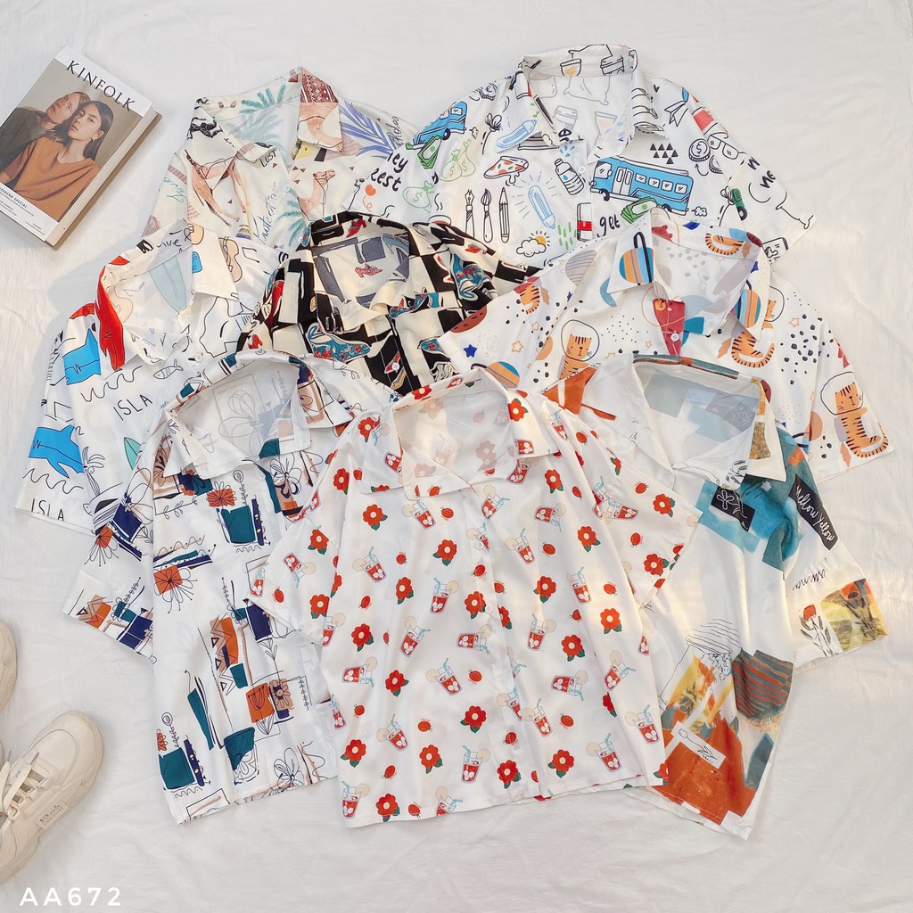 [Mã WASKT304 giảm 15% tối đa 30K đơn 99K] Áo Sơ Mi Họa Tiết_Nhienvintage AA672 | BigBuy360 - bigbuy360.vn