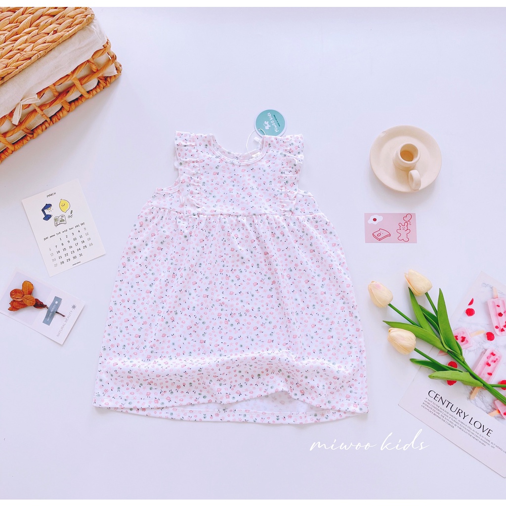 Váy MIWOO Cánh Tiên  ⚡FREESHIP⚡ Chất Cotton Bozip Cho Bé Gái Thoải Mái Thoáng Mát Ngày Hè