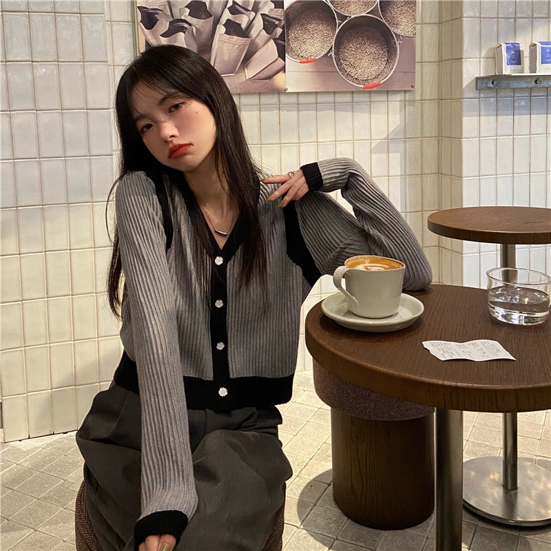 Áo Khoác Cardigan Dệt Kim Tay Dài Cổ Chữ V Thời Trang Xinh Xắn Cho Nữ