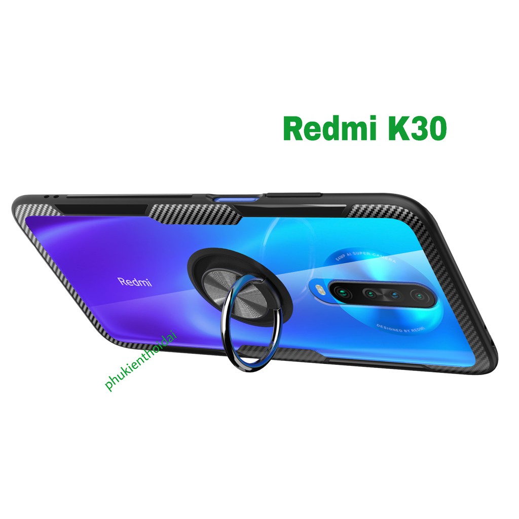 Ốp lưng Redmi K30 / K30 5G chống sốc giá đỡ lưng trong viền màu kiêm nhẫn Iring cao cấp