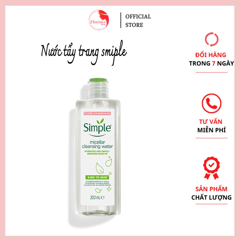 NƯỚC TẨY TRANG Simple Kind to Skin Micellar Cleansing Water 200ML MẪU 2020