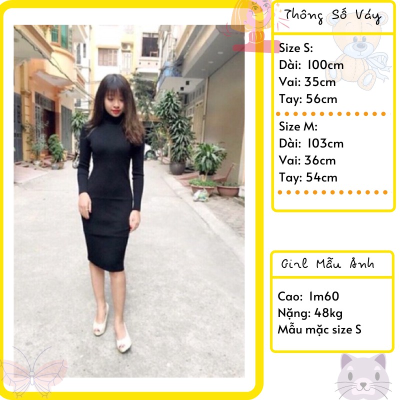 Váy Dài Tay Cổ Lọ Nữ, Đầm Body Form Ôm Lên Dáng Đẹp Màu Đen NULY, VBCL | BigBuy360 - bigbuy360.vn