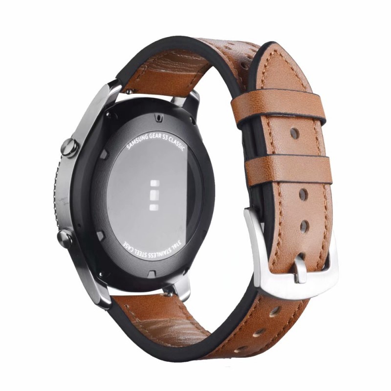 22mm Plum Hole Genuine Leather Strap For Samsung Galaxy Watch 3 45mm Band Gear S3 Galaxy Watch 46mm Bracelet For Huawei Watch GT Band