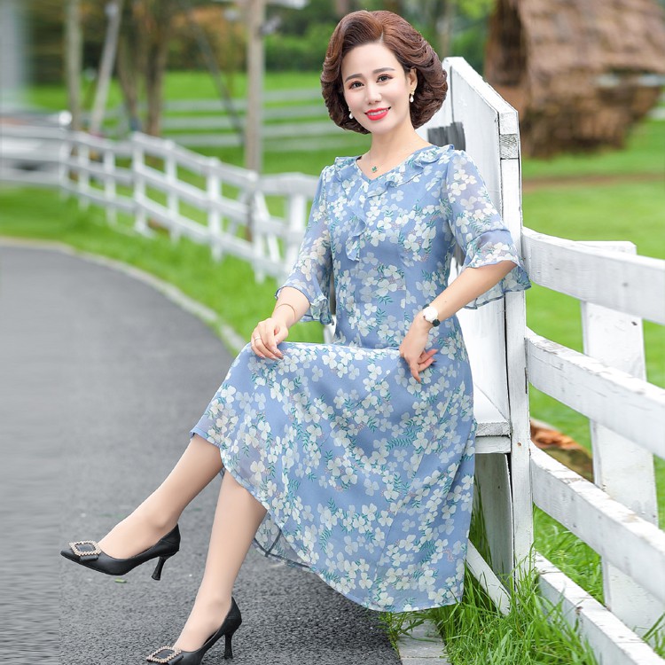 ĐẤM VÁY XÒE, VÁU VOAN DÁNG XÒE 2 MÀU LỊCH LÃM, MÁT MẺ MÙA HÈ, VÁY VOAN CHO MẸ, VÁY CHO NGƯỜI TRUNG NIÊN SALE RẺ