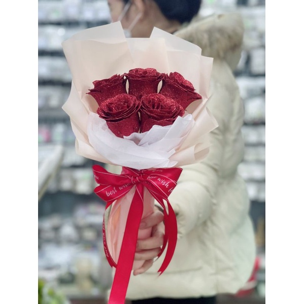 HOA SÁP NHŨ BÓ 5 BÔNG MÀU ĐỎ /HÀNG LOẠI 1
