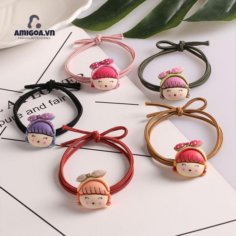 ✨✨Dây thun cột tóc thoải mái gắn hình hoạt hình nhiều màu thời trang Hàn Quốc