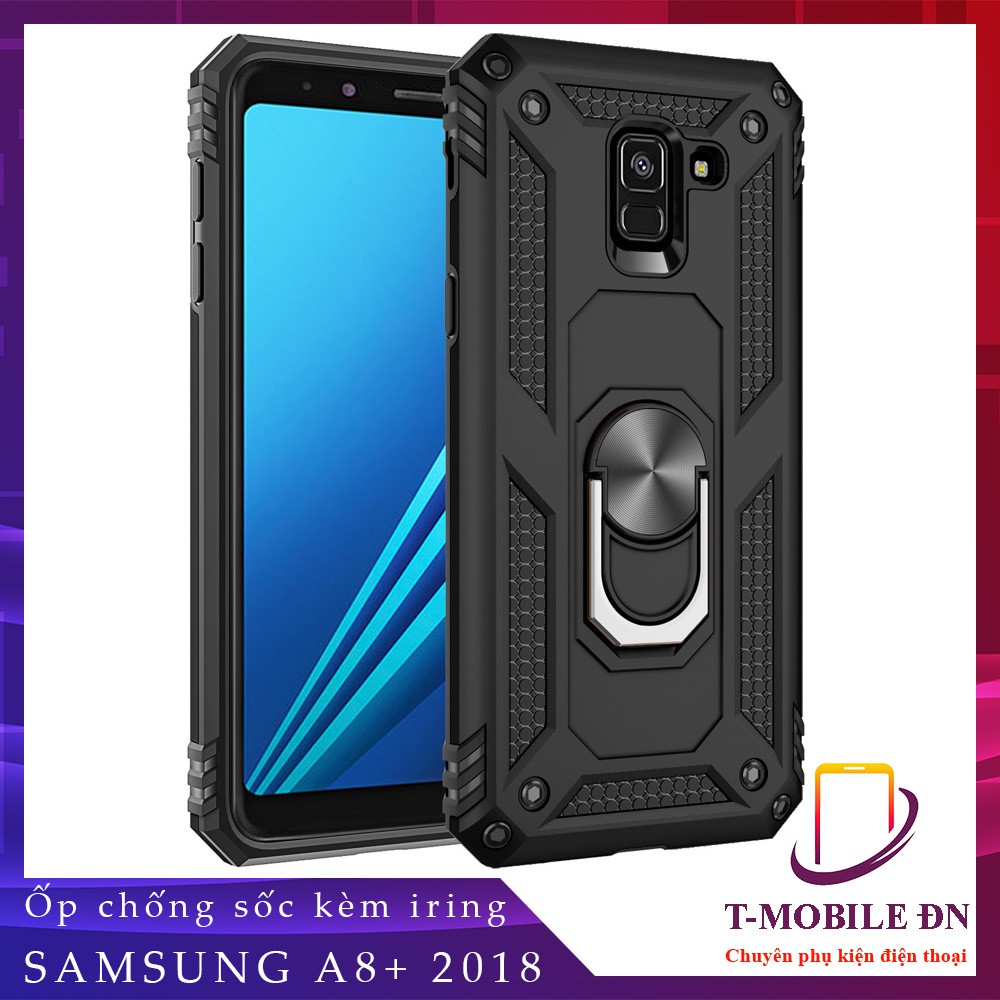 FREESHIP 50k_Ốp lưng Samsung A8+ Plus, Ốp chống sốc 2 lớp kèm nhẫn iring làm giá đỡ cho Samsung A8 Plus