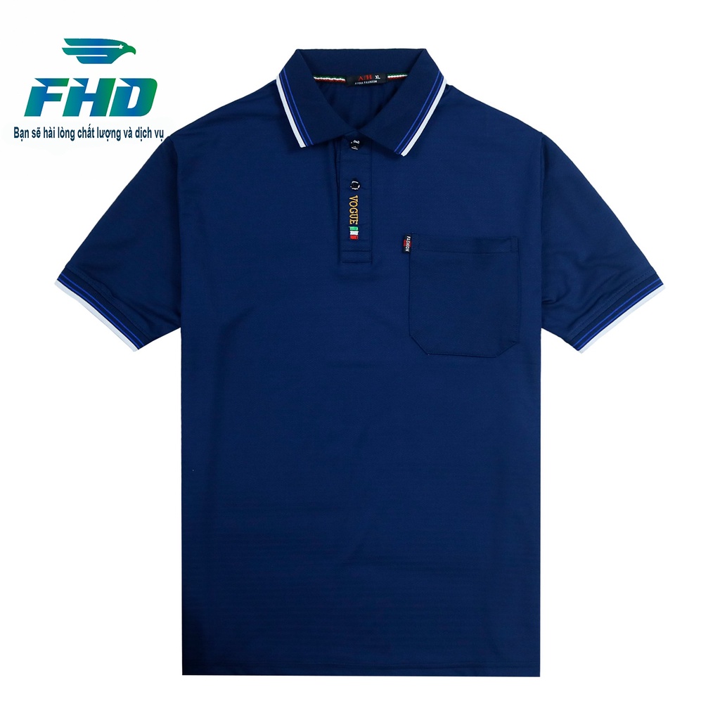 Áo thun trung niên nam có viền cổ áo có túi chất vải mềm mịn có lỗ thoáng khí mặc mát form to rộng rãi FHDA022_1