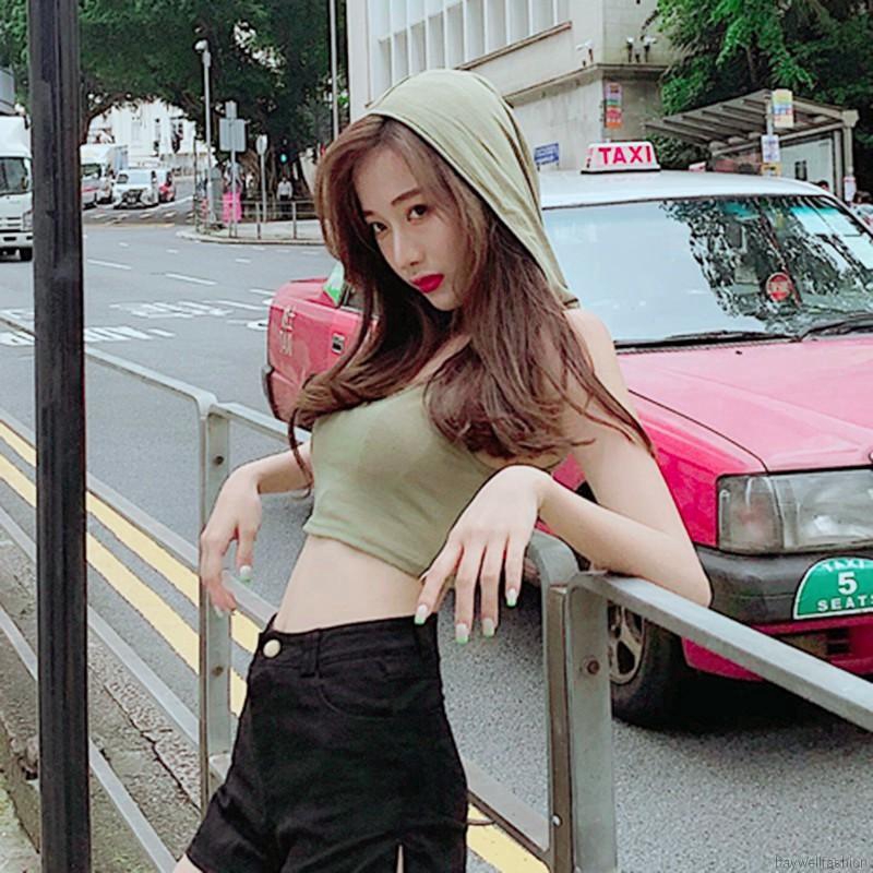 Áo nữ không tay phối nón thời trang Hàn Quốc sành điệu | BigBuy360 - bigbuy360.vn