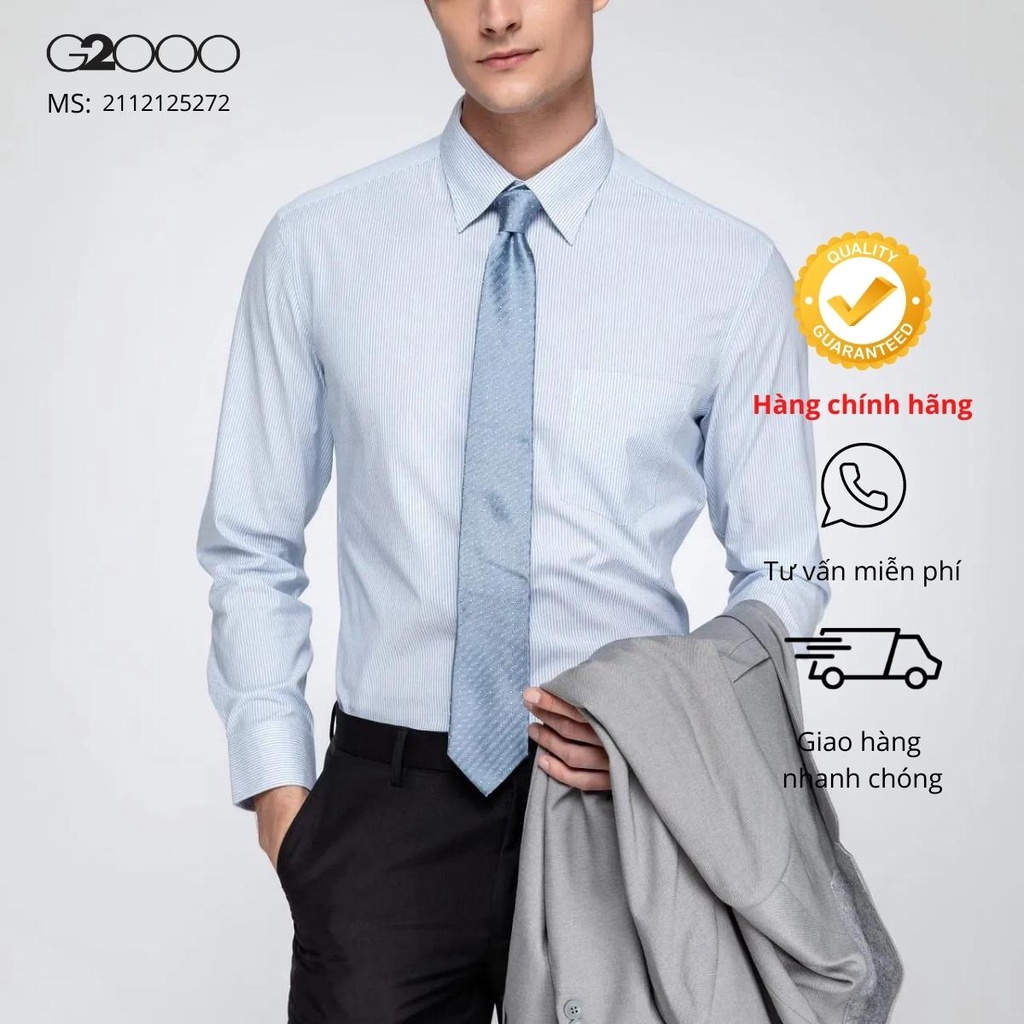 Áo Sơ Mi Nam G2000  Tay Dài Màu Xanh Nhạt